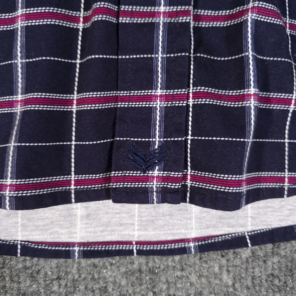 Butter Cloth Mens Large Long Sleeve Flip Cuff Geometric Shirt Red Blue Button Up